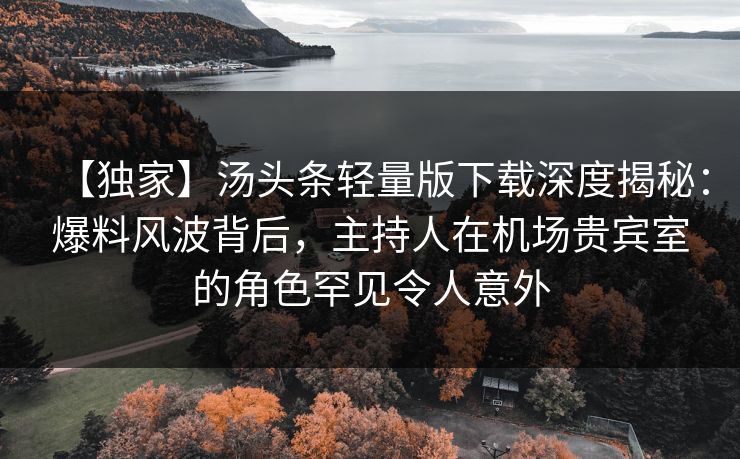 【独家】汤头条轻量版下载深度揭秘:爆料风波背后,主持人在机场贵宾室的角色罕见令人意外 【独家】汤头条轻量版下载深度揭秘:爆料风波背后,主持人在机场贵宾室的角色罕见令人意外