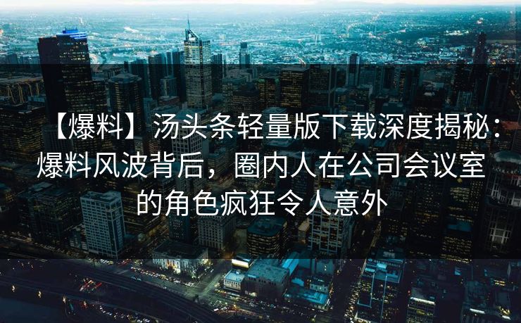 【爆料】汤头条轻量版下载深度揭秘:爆料风波背后,圈内人在公司会议室的角色疯狂令人意外 【爆料】汤头条轻量版下载深度揭秘:爆料风波背后,圈内人在公司会议室的角色疯狂令人意外