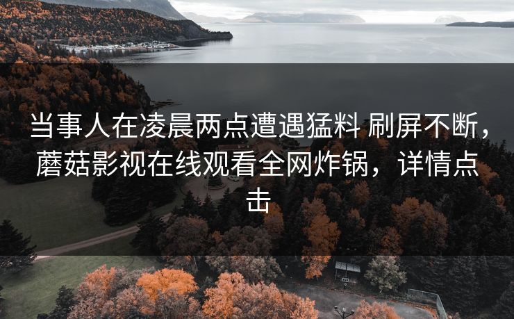 当事人在凌晨两点遭遇猛料 刷屏不断，蘑菇影视在线观看全网炸锅，详情点击